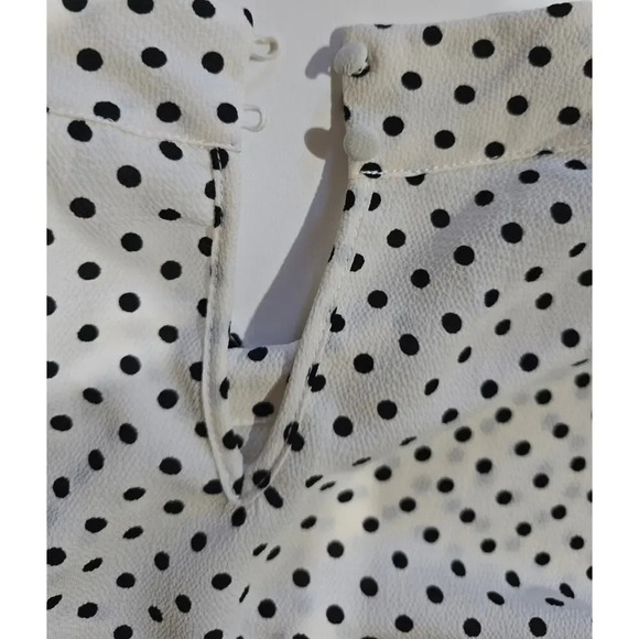 H&M Women’s White Black Polka Dot Mock Neck Long Sleeve Blouse Size 2 - Picture 7 of 9